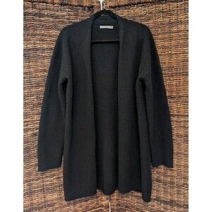 Vince 100% Cashmere Open Front Longline Cardigan Sweater Women's Medium Black